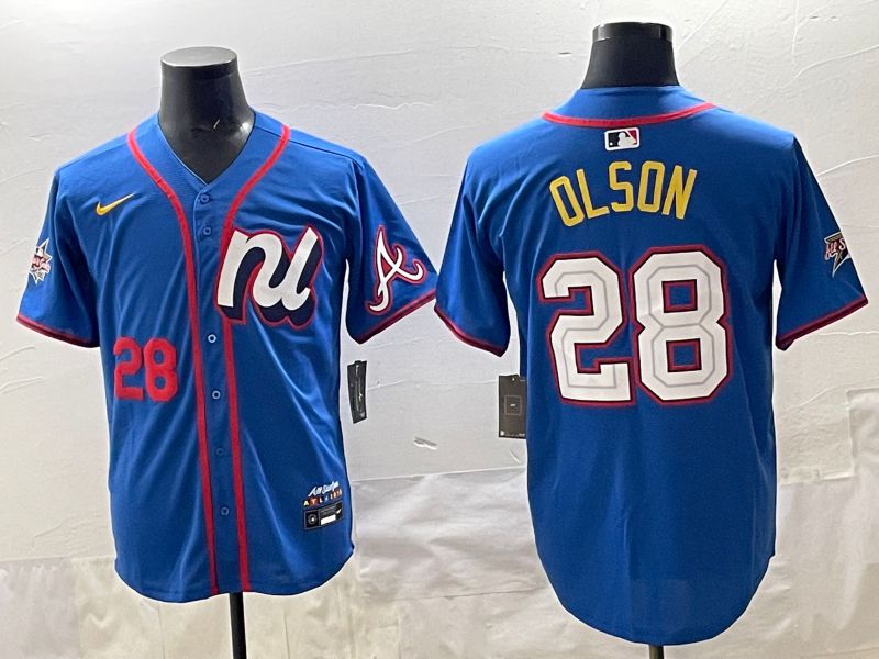 Men 2025 Atlanta Braves #28 Olson Blue All star Nike MLB Jersey style 05